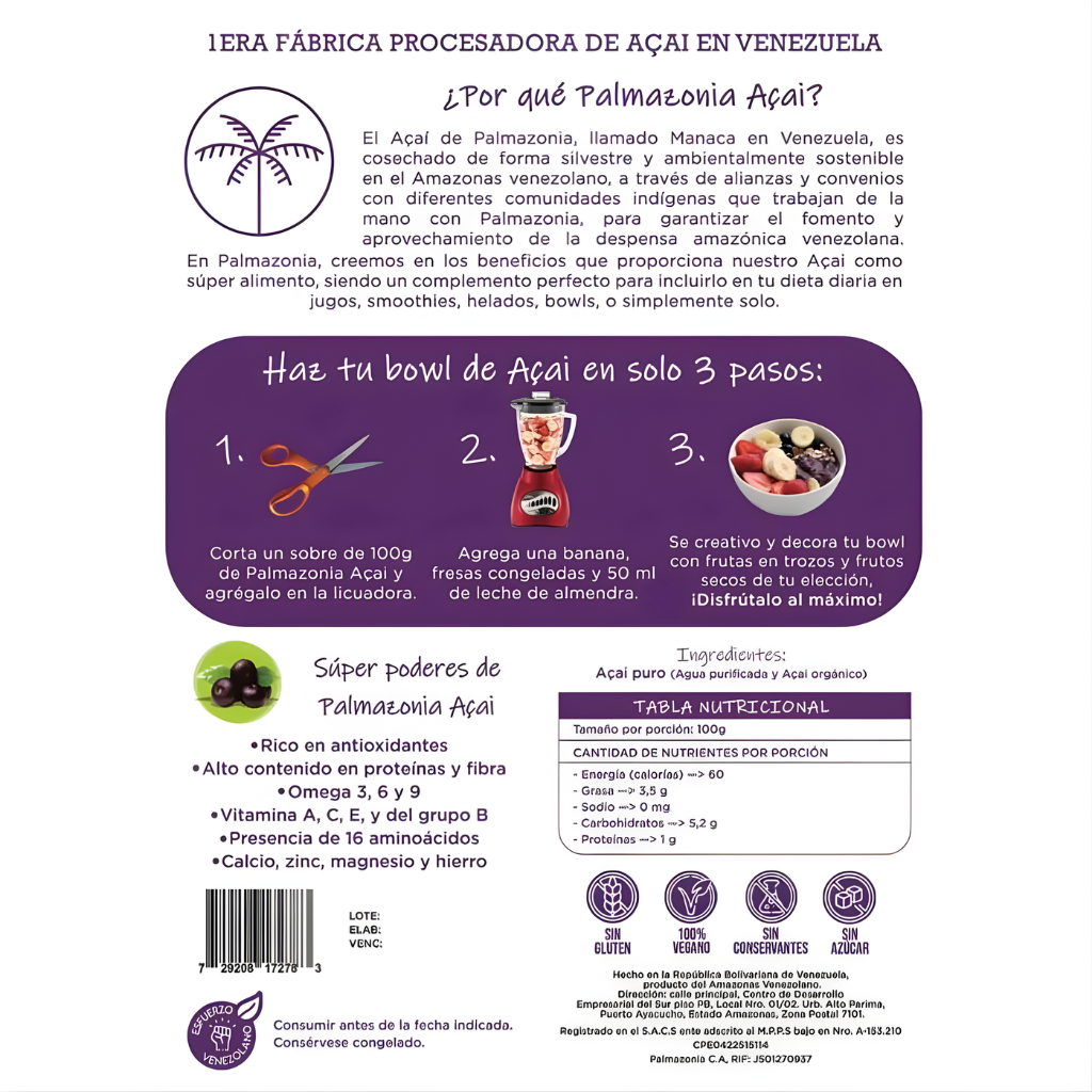Puré de Açai 500gr - Palmazonia
